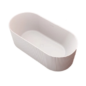 Vitruvius Solid Surface Freestanding Fluted Bath Tub Matt White 1700x750x550mm